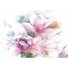 Fototapete mit Blumen im Malstil, künstlerisch und farbenfroh.