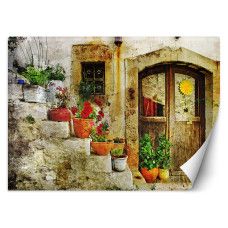 Fotobehang met bloemen van Toscane in oranje tinten