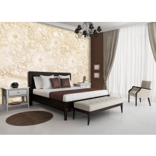 Eine Fototapete mit einem Muster mit Blumen in einem künstlerischen abstrakten Design.