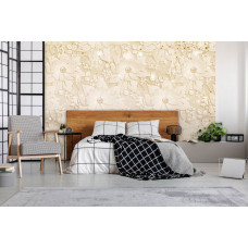 Eine Fototapete mit einem Blumenmuster im abstrakten Stil für das Schlafzimmer.