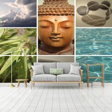 Eine Fototapete mit einem Buddha im Yoga-Stil zur Entspannung.