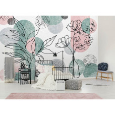 Eine Fototapete mit Bohemian Line-Art, perfekt für ein Kinderzimmer.