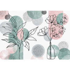 Bohemian Line-Art Kunstwerke mit botanischen Elementen, in einem minimalistischen Stil auf dieser Fototapete.