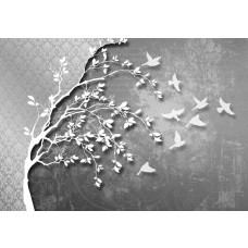 Silberne Vögel am Himmel, abstrakte und luxuriöse Fototapete mit einem stilvollen und modernen Look.