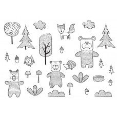 Fototapete eines Waldes mit Bären, speziell für Babyzimmer.