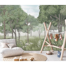 Fototapete Waldabenteuer für Kinder mit einer abenteuerlichen Atmosphäre.