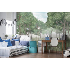 Fototapete Waldabenteuer für Kinder im Vliestapetenstil für ein Kinderzimmer.