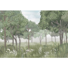 Fototapete Waldabenteuer für Kinder mit einer spielerischen und fantasievollen Umgebung.