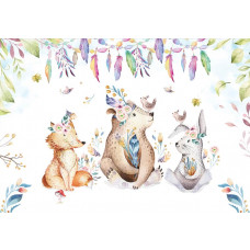 Fototapete mit Waldtieren für Kinderzimmer, mit Bildern von Tieren für Jungen und Mädchen.