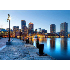 Eine Fototapete von Boston Harbor, perfekt für einen klassischen Look in einem Büro...