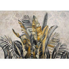 Fototapete mit botanischen Dschungelblättern in Pracht, auf Vliestapete für einen natürlichen Look.