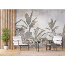 Fototapete mit einem botanischen Dschungel in einem Geschäftsraum, fügt der Arbeitsumgebung eine energetische und inspirierende Note hinzu.