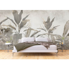 Ein beruhigendes Fototapete von einem botanischen Dschungel im Schlafzimmer, schafft eine ruhige und entspannende Atmosphäre, in der man sich verlieren kann.