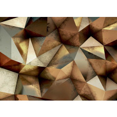 Ein Fototapet von bronzen 3D-Geometrie in abstrakten Dreiecken.