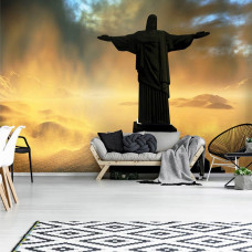 Eine Fototapete der Statue von Christus dem Erlöser für das Wohnzimmer.