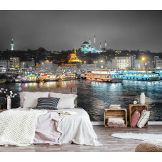 Fototapete mit Blick auf die Stadt Istanbul, geeignet für das Schlafzimmer.