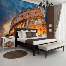 Eine Fototapete des Kolosseums in Rom, Italien für das Schlafzimmer.
