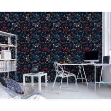 Eine Fototapete von Controllern Spiel in einem Spielzimmer mit Playstation.