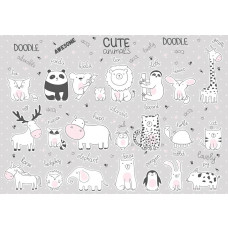 Fototapete mit niedlichen Tieren, ideal für Babyzimmer.