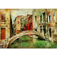 Fotobehang met de brug in Venetië in warme rode tinten