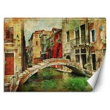 Fotobehang met de brug in Venetië in warme rode tinten
