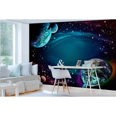 Fototapete Kosmos mit Planet Erde für Büro.