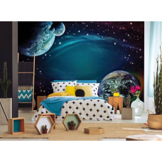 Fototapete Kosmos mit Planet Erde für Kinderzimmer.