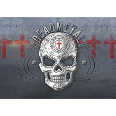 Fototapete Deathmetal-Schädel Alchemie, mit einem dunklen und harten Look, ideal für Rock- und Metal-Fans.