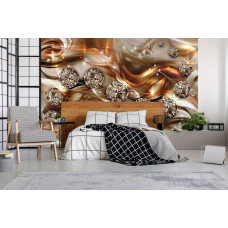 Eine Fototapete mit schimmernden goldenen Diamanten, geeignet für das Schlafzimmer.