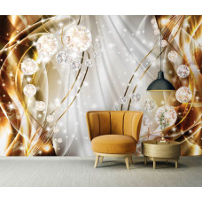 Fototapete mit Diamanten auf einem goldenen Hintergrund für das Wohnzimmer.