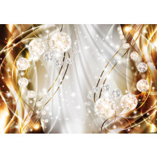 Fototapete mit Diamanten auf einem glänzenden goldenen Hintergrund.