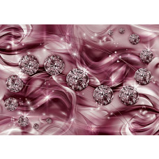 Lila Diamanten in abstrakter Kunst, schimmerndes Gold auf Fototapete.