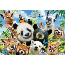 Zootiere und tollwütiges Tierchaos, Fototapete mit einer fröhlichen und verspielten Atmosphäre.