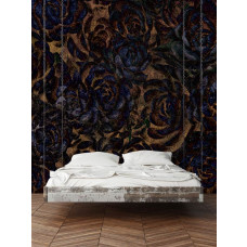 Eine Fototapete mit dunklen Blumen in einem attraktiven Design für Schlafzimmer und Wohnzimmer.