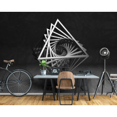 Fototapete im Büro mit einem abstrakten Muster aus Dreiecken in 3D für eine professionelle und kreative Wirkung.