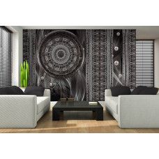 Eine Fototapete eines Traumfängers mit abstrakter Mandala-Kunst auf Vliestapete für das Wohnzimmer.