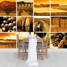 Eine Fototapete mit Weinbergen und Wein in Frankreich für das Esszimmer.