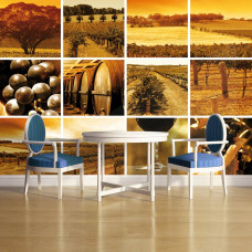 Eine Fototapete mit Weinbergen in Frankreich, ideal für die Küche.