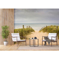 Fototapete von den Dünen an der Nordsee in einem Geschäftsraum mit einer beruhigenden Küstenlandschaft, die eine inspirierende Arbeitsumgebung schafft.