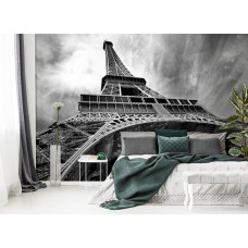 Eine Fototapete mit dem Eiffelturm, einem berühmten Pariser Monument.