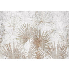 Fototapete mit exotischen Pflanzen in Beton, mit einem industriellen und modernen Look.