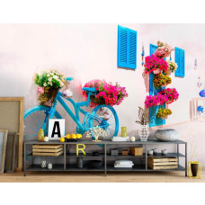 Fototapete Fahrrad in einer griechischen Gasse in einem professionellen Büro.