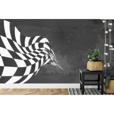 Fototapete einer Zielflagge in einem abenteuerlichen Kinderzimmer.