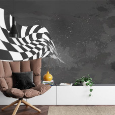 Fototapete einer Zielflagge in einem lebendigen Wohnzimmer.