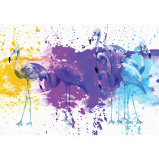 Fototapete mit einem Flamingo-Gemälde, mit künstlerischen Details und einer lebendigen Darstellung des Vogels..