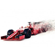 Fototapete eines Formel-1-Autos in voller Fahrt, mit Lichtstreifen, die Geschwindigkeit symbolisieren.