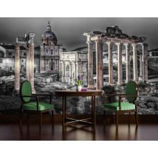 Eine Schwarz-Weiß-Fototapete des Forum Romanum in Rom, Italien, für die Küche.