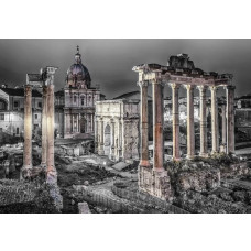 Fototapete des Forum Romanum in Rom, Italien, Schwarz-Weiß-Bild eines klassischen Denkmals.