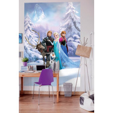 Eine Disney Frozen Fototapete mit einer Winterlandschaft, perfekt für das Kinderzimmer.
