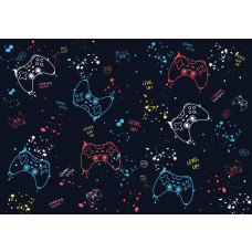 Fototapete mit verschiedenen Spielcontrollern für ein Spielzimmer oder ein Spielzimmer.